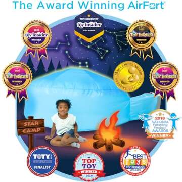 The Original Patented AirFort - Build A Fort in 30 Seconds, Inflatable Fort for Kids, Play Tent for 3-12 Years, A Playhouse Where Imagination Runs Wild, Fan not Included (Constellation)