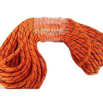 1/2 Inch by 150 Feet Double Braid Polyester Arborist Rigging Rope, Orange and Black