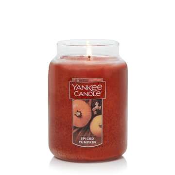 Yankee Candle Spiced Pumpkin Scented, Classic 22oz Large Jar Single Wick, Over 110 Hours of Burn Tim...