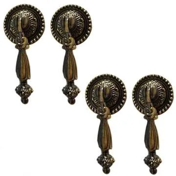 Chris.W 4 Pack Antique Style Bronze Metal Drawer Tear Drop Cabinet Decorative Pull Handle Knob