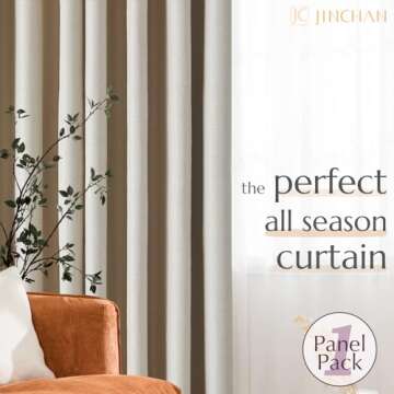 jinchan 60% Blackout Linen Textured Curtain for Living Room Darkening 84 Inch Long Bedroom Curtain Thermal Insulated Curtain Greyish Beige Curtain Grommet Top Window Curtain 1 Panel