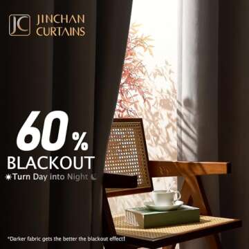 jinchan 60% Blackout Linen Textured Curtain for Living Room Darkening 84 Inch Long Bedroom Curtain Thermal Insulated Curtain Greyish Beige Curtain Grommet Top Window Curtain 1 Panel