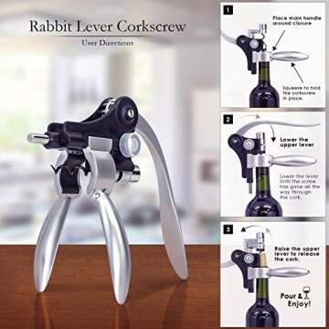 Wine Opener Set,Wine Bottle Opener Including Foil Cutter, Bottle Stopper Pourer and Extra Spiral,Win...