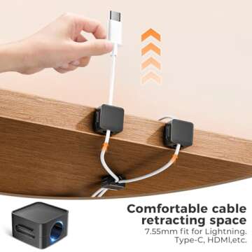 8 Pack Magnetic Cord Organizer Holder - Strong Adhesive Cable Clips for Desk, Office, Car