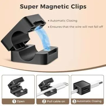 8 Pack Magnetic Cord Organizers for Tidy Cable Management