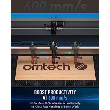 OMTech 100W CO2 Laser Engraver with Autofocus & Air Assist