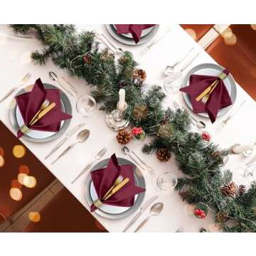 Ruvanti Cloth Napkins Set of 12, 18x18 Inches Napkins Cloth Washable, Soft, Durable, Absorbent, Cotton Blend. Table Dinner Napkins Cloth for Hotel, Weddings, Dinner, Christmas Parties - Burgundy