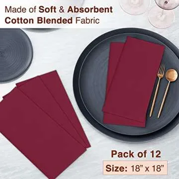 Ruvanti Cloth Napkins Set of 12, Soft & Durable Washable