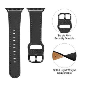 POWER PRIMACY Leather Bands Compatible with Apple Watch Band 38mm 40mm 41mm 42mm-Series 10,Genuine L...