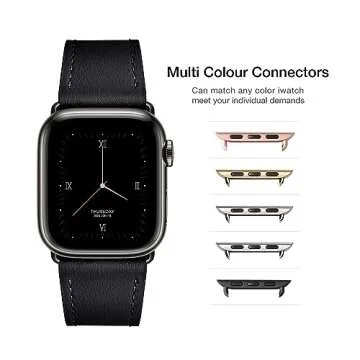 POWER PRIMACY Leather Bands Compatible with Apple Watch Band 38mm 40mm 41mm 42mm-Series 10,Genuine Leather Strap Compatible for Women Men iWatch SE Series 10 9 8 7 6 5 4 3 2 1(Black/Black)