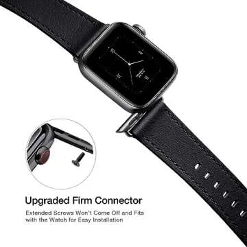 POWER PRIMACY Leather Bands Compatible with Apple Watch Band 38mm 40mm 41mm 42mm-Series 10,Genuine Leather Strap Compatible for Women Men iWatch SE Series 10 9 8 7 6 5 4 3 2 1(Black/Black)