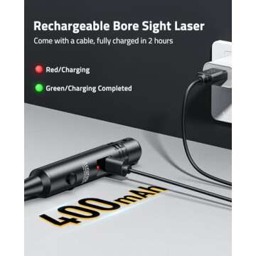 CVLIFE Rechargeable Bore Sight Laser Kit with 64 Adapters fit 0.17 to 12GA Calibers, Professional Green Laser Bore Sight with Button Switch, Powerful Choice for Hunting Bore Sight Tool