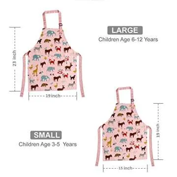 Kids Cotton Aprons with Adjustable Strap for Cooking