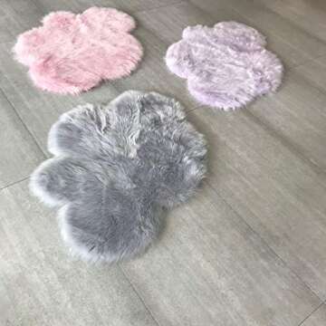 kroma Carpets Machine Washable Faux Sheepskin Light Grey Cloud Area Rug 32" x 44" - Soft and Silky - Perfect for Baby's Room, Nursery, playroom (2' 7" x 3' 7") - Fake Fur Area Rug - Light Grey Cloud