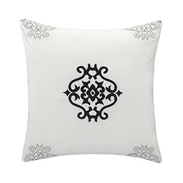 Chic Home White Bed in a Bag Comforter Set, Queen Size (6 Piece), Halpert - Pintuck Pinch Pleat Microfiber Bedding - Shams, Bed Skirt, Flat & Fitted Sheet, Pillowcases, Breakfast & Decorative Pillow