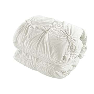 Chic Home White Bed in a Bag Comforter Set, Queen Size (6 Piece), Halpert - Pintuck Pinch Pleat Microfiber Bedding - Shams, Bed Skirt, Flat & Fitted Sheet, Pillowcases, Breakfast & Decorative Pillow