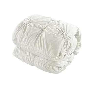 Chic Home White Bed in a Bag Comforter Set, Queen Size (6 Piece), Halpert - Pintuck Pinch Pleat Microfiber Bedding - Shams, Bed Skirt, Flat & Fitted Sheet, Pillowcases, Breakfast & Decorative Pillow