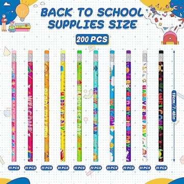 Back to School Supplies, 50pcs First Day of School Aesthetic Pencils Bulk, Cute Welcome Back to Scho...