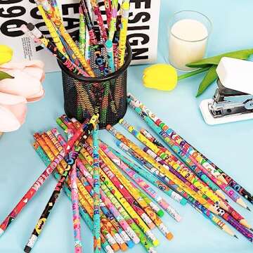 Back to School Supplies, 50pcs First Day of School Aesthetic Pencils Bulk, Cute Welcome Back to School HB Pencils with Eraser, School Stationery for Kindergarten Preschool Classroom Reward Gifts Stuff