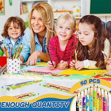 Back to School Supplies, 50pcs First Day of School Aesthetic Pencils Bulk, Cute Welcome Back to School HB Pencils with Eraser, School Stationery for Kindergarten Preschool Classroom Reward Gifts Stuff