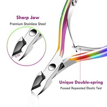 Cuticle Trimmer Cuticle Remover with Cuticle Pusher, XUNXMAS Professional Stainless Steel Durable Pedicure Manicure Tools Cutter Nipper Scissor Clipper for Fingernails and Toenails Dead Skin