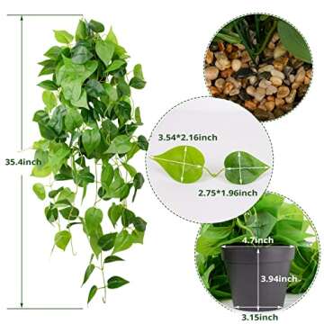 LOYWREE Fake Hanging Potted Plant, 35.4in Artificial Potted Plant Faux Ivy Vine Plant Hanging Plant ...