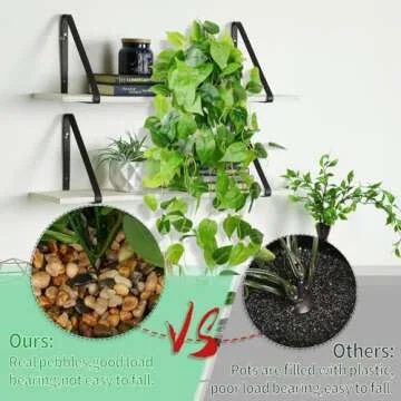 LOYWREE Fake Hanging Potted Plant, 35.4in Artificial Potted Plant Faux Ivy Vine Plant Hanging Plant Pothos for Shelf Home Office Indoor Outdoor Garden Greenery Decor (Black Pot)