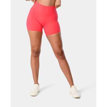 Kamo Fitness Featherlite Enhance 6" Women's Biker Shorts - Lifting Scrunch, No Front Seam, Soft Lightweight Fabric, Butt-Lifting High Waist Yoga Shorts (Paradise Pink, XL)