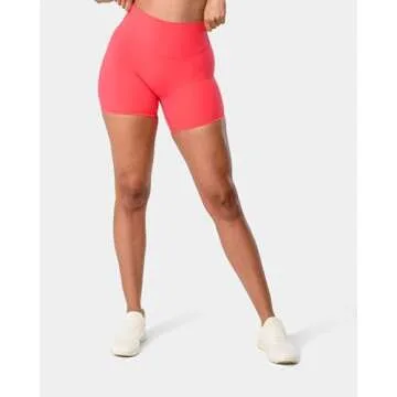 Kamo Fitness Featherlite Enhance 6" Women's Biker Shorts - Lifting Scrunch, No Front Seam, Soft Lightweight Fabric, Butt-Lifting High Waist Yoga Shorts (Paradise Pink, XL)