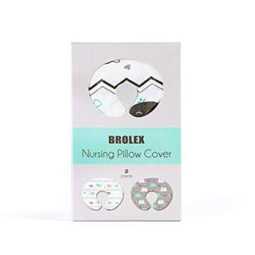 BROLEX Stretchy Nursing Pillow Covers 2 Pack Nursing Pillow Slipcovers for Breastfeeding Moms,Ultra Soft Snug Fits On Infant Nursing Pillow,Elephant & Whale