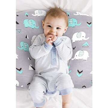 BROLEX Stretchy Nursing Pillow Covers 2 Pack Nursing Pillow Slipcovers for Breastfeeding Moms,Ultra Soft Snug Fits On Infant Nursing Pillow,Elephant & Whale