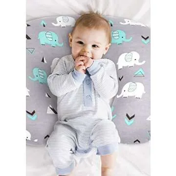 BROLEX Stretchy Nursing Pillow Covers 2 Pack Nursing Pillow Slipcovers for Breastfeeding Moms,Ultra Soft Snug Fits On Infant Nursing Pillow,Elephant & Whale
