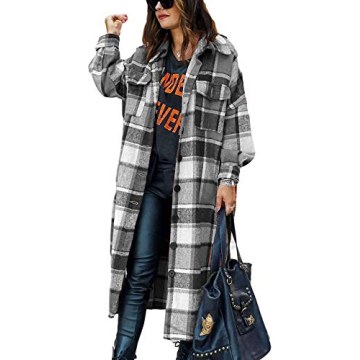 Omoone Women's Flannel Plaid Shacket for Cozy Style