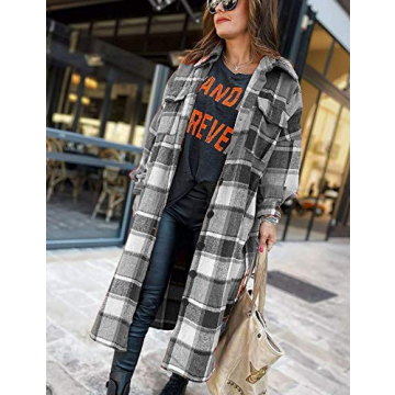 Omoone Women's Flannel Plaid Shacket for Cozy Style