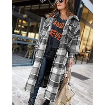 Omoone Women's Flannel Plaid Shacket for Cozy Style