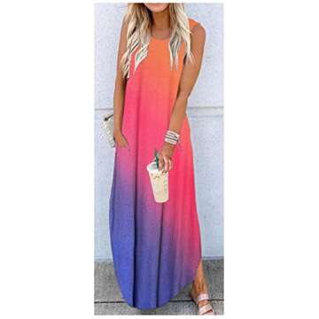 CHUNTIANRAN Women's Maxi Dress Summer Casual Sundress Sleeveless Long Dresses Hawaiian Beach Maxi Dr...