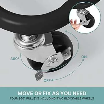 LEZIOA 3 Tier Rolling Cart, Ajustable Art Craft Cart Organizer on Wheels, Metal Utility Storage Cart with Handle for Kitchen Bathroom, Mobile Multifunctional Salon Trolley Makeup Cart, Easy Assembly