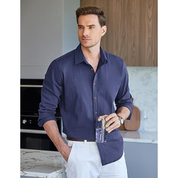 COOFANDY Men's Slim Fit Denim Shirt Comfortable Stylish Casual