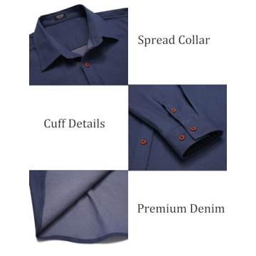 COOFANDY Men's Slim Fit Denim Shirt Comfortable Stylish Casual