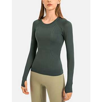 LUYAA Women's Long Sleeve Workout Shirt for Yoga & Gym