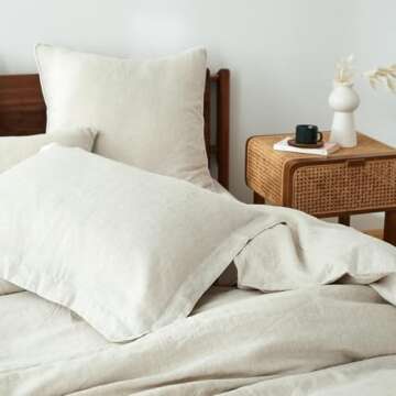 Simple&Opulence 100% Linen Pillow Covers, Linen Pillow Cases Set of 2, Pillowcases Standard Size 20" X 36", Luxury and Breathable Linen Pillow Shams with Envelope Closure (Linen)