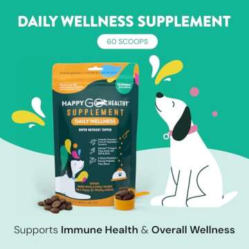 Happy Go Healthy Daily Wellness Supplements for Dogs | Probiotic & Prebiotic Benefits with Fish Oil ...