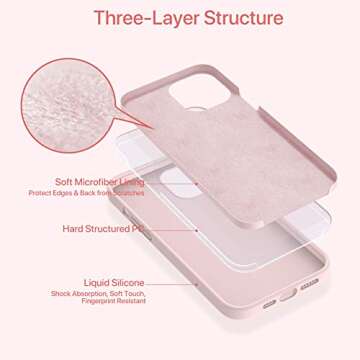 Miracase Compatible with iPhone 12 Pro Max Case, [Soft Anti-Scratch Microfiber Lining], Liquid Silicone Case Gel Rubber Shockproof Drop Protection Phone Case for 12 Pro Max(Sand Pink)