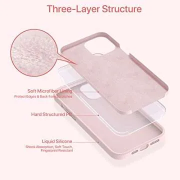 Miracase Compatible with iPhone 12 Pro Max Case, [Soft Anti-Scratch Microfiber Lining], Liquid Silicone Case Gel Rubber Shockproof Drop Protection Phone Case for 12 Pro Max(Sand Pink)