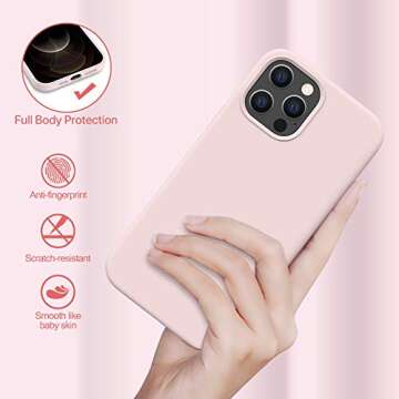 Miracase Compatible with iPhone 12 Pro Max Case, [Soft Anti-Scratch Microfiber Lining], Liquid Silicone Case Gel Rubber Shockproof Drop Protection Phone Case for 12 Pro Max(Sand Pink)