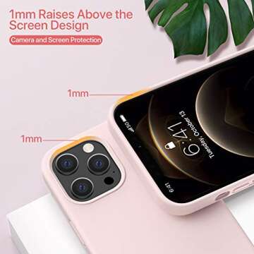 Miracase Compatible with iPhone 12 Pro Max Case, [Soft Anti-Scratch Microfiber Lining], Liquid Silicone Case Gel Rubber Shockproof Drop Protection Phone Case for 12 Pro Max(Sand Pink)