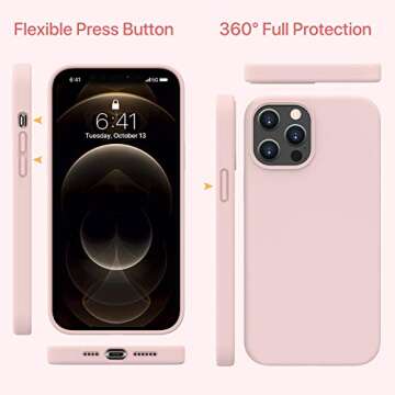 Miracase Compatible with iPhone 12 Pro Max Case, [Soft Anti-Scratch Microfiber Lining], Liquid Silicone Case Gel Rubber Shockproof Drop Protection Phone Case for 12 Pro Max(Sand Pink)