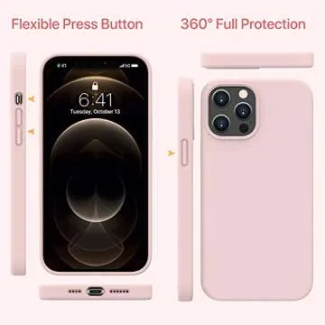 Miracase Compatible with iPhone 12 Pro Max Case, [Soft Anti-Scratch Microfiber Lining], Liquid Silicone Case Gel Rubber Shockproof Drop Protection Phone Case for 12 Pro Max(Sand Pink)