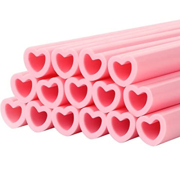 Jutom 25 Pack Valentine Heart Shaped Straws Silicone Heart Straws 9.8 Inch Reusable Heart Straws wit...