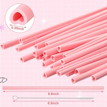 Jutom 25 Pack Valentine's Heart Shaped Silicone Straws